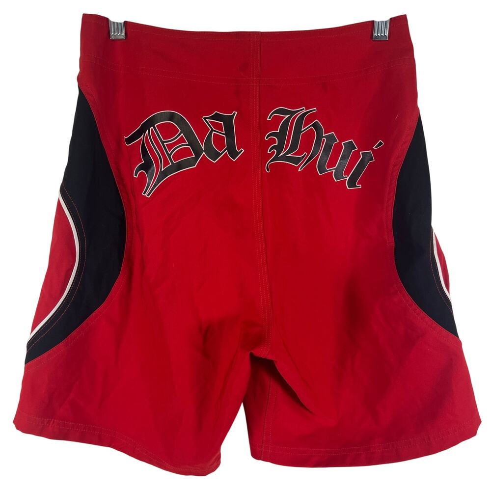 Vintage Da Hui Northshore Boardshorts 28 Red Surf Swimwear Trunks Made USA